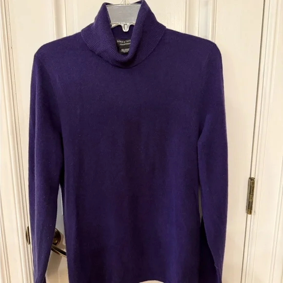 Cashmere Lord & Taylor Deep Purple Turtleneck Sweater - Picture 8 of 11